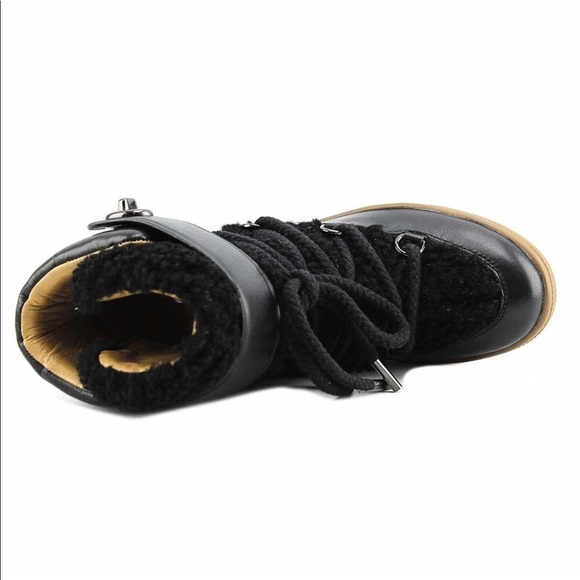 Coach Monroe Boots Black Leather Shearling Sz 10 - Picture 4 of 7